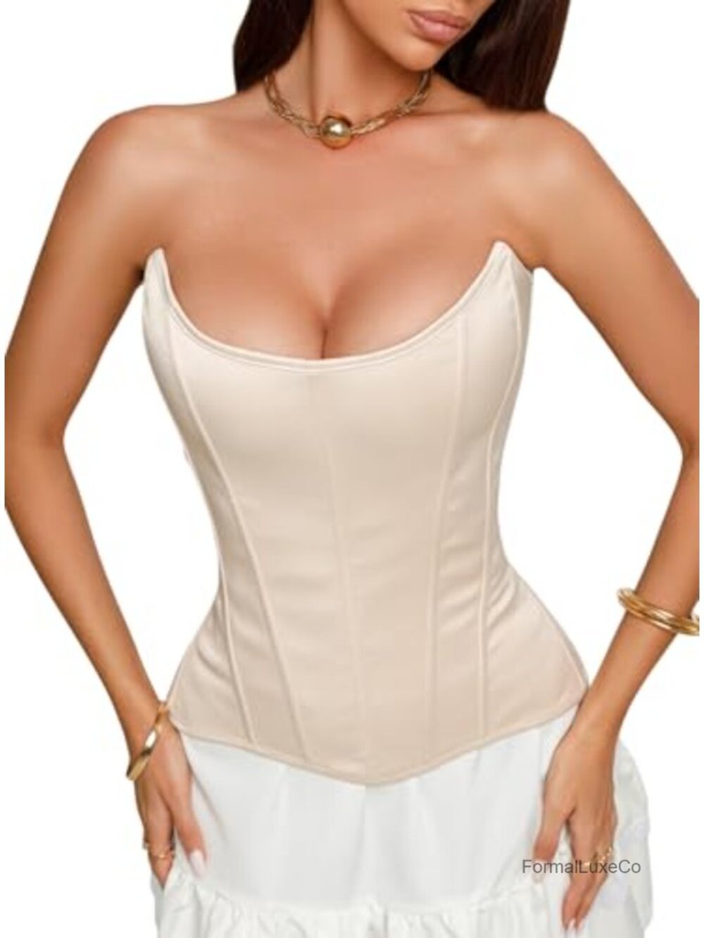 Satin Overbust Corset Top 15 Steel Boned Lace Up Waist Cincher